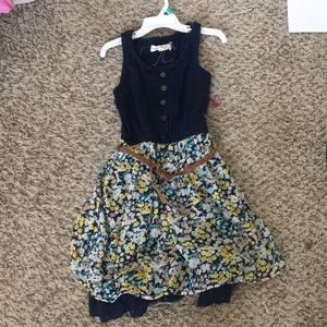 Button up dress with brown belt